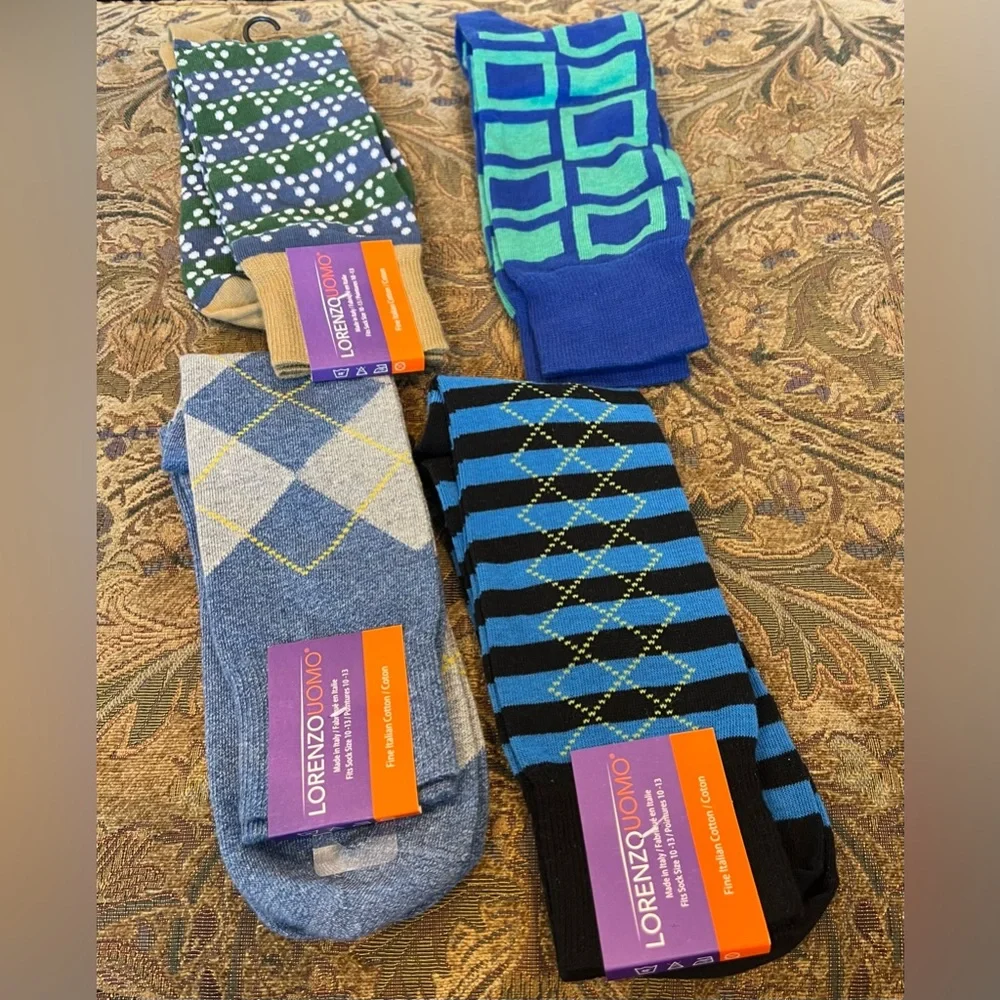 Lorenzo Uomo Italian Cotton Socks $19 ea or ALL 4 pairs for $50 NWT